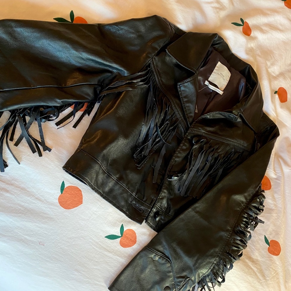 Faux Leather Fringe Jacket!